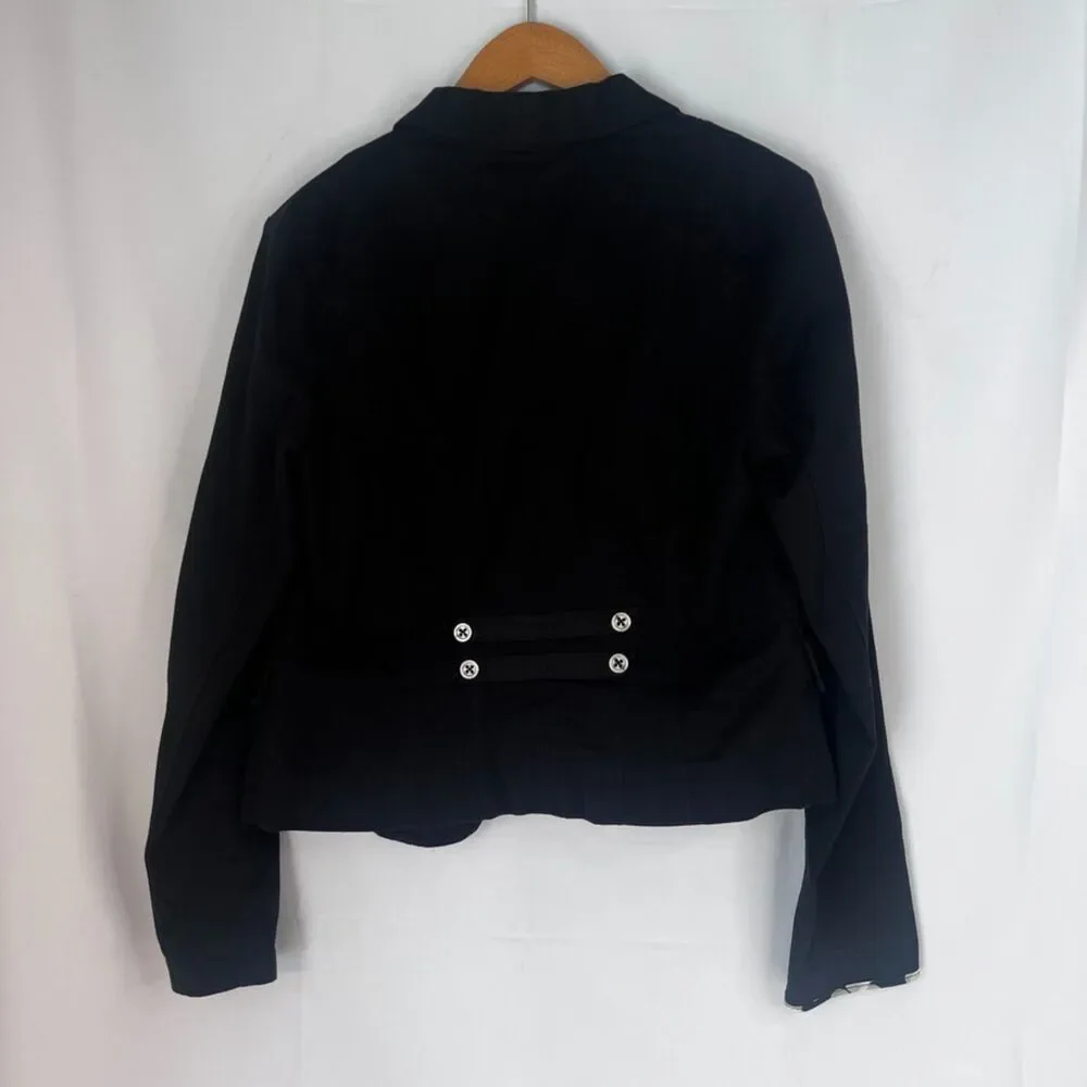 Cabi Black Lightweight Cotton Moto Military Style Layering Blazer Size 8‎